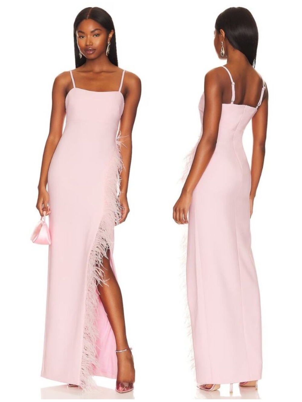 Likely Nelly Feather Maxi Dress Pink